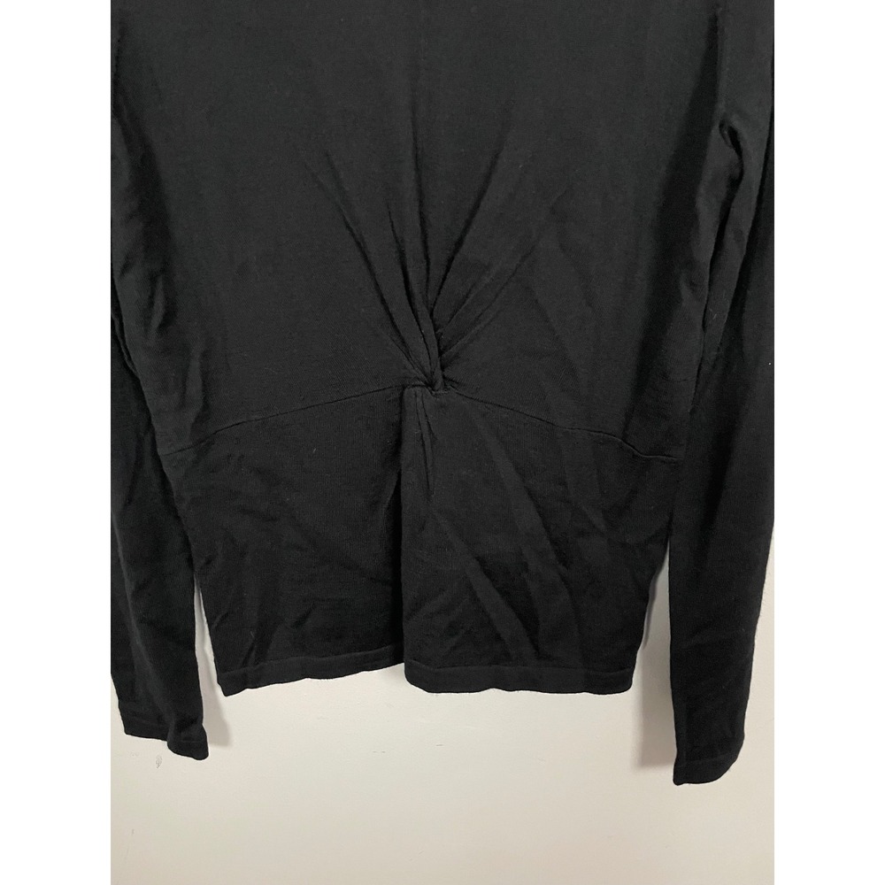Vince Wool and Silk Blend Twist Front Knit Top in Black Size Medium Quiet Luxury - Picture 2 of 9